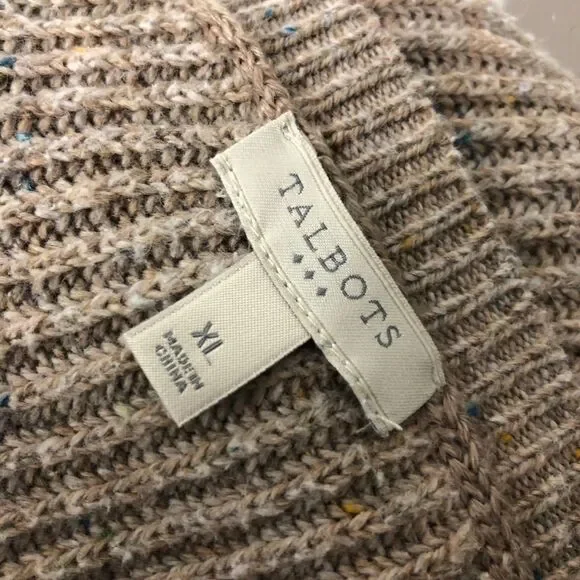 Talbot's Women's Size XL Ribbed Long Sleeve Pullover Sweater Cotton Blend Beige - Picture 4 of 5